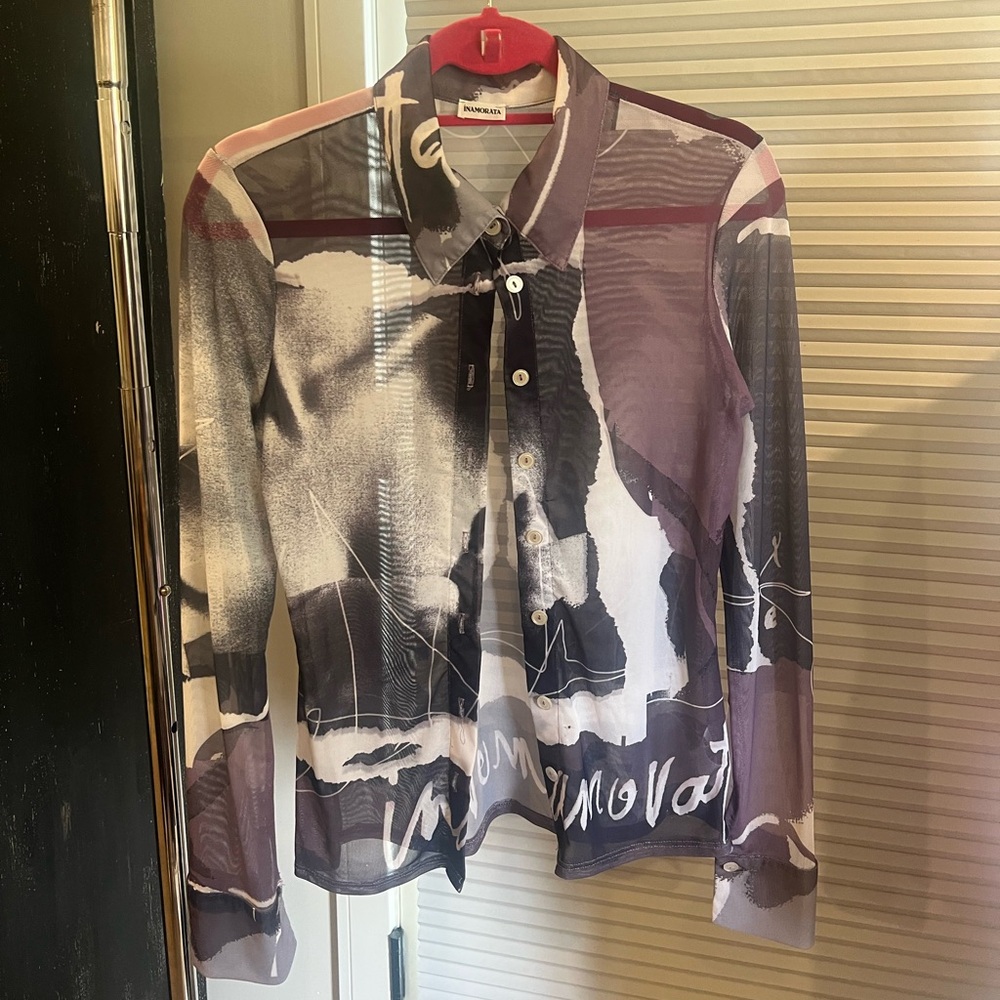 Inamorata Sheer Printed Button-Down